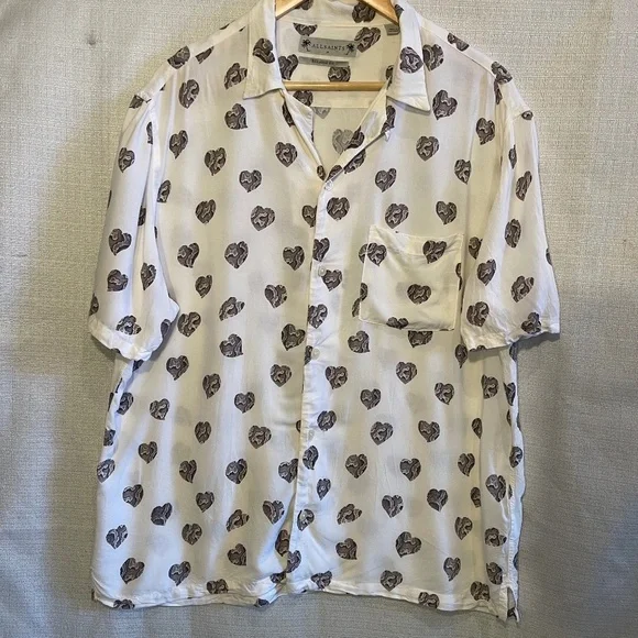 All Saints leapard print Heart Print Top - Picture 1 of 9